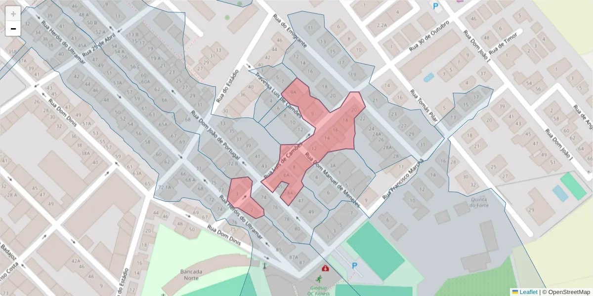 Mapa detalhado do código postal 7370-020 com limites, códigos postais vizinhos e agências dos correios