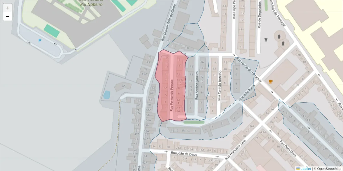 Mapa detalhado do código postal 7370-079 com limites, códigos postais vizinhos e agências dos correios