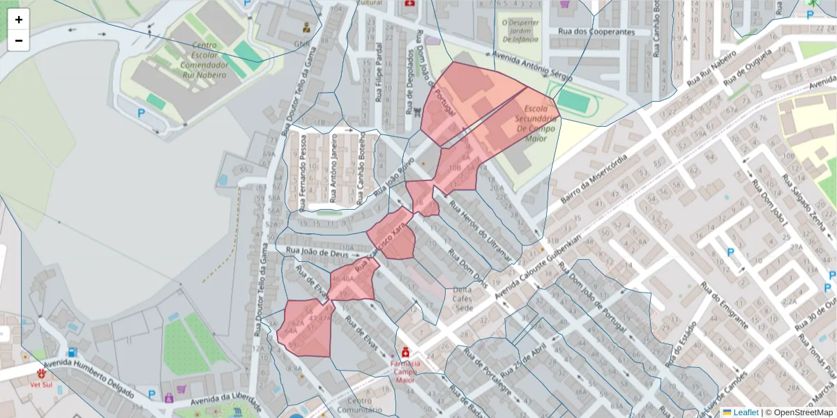 Mapa detalhado do código postal 7370-113 com limites, códigos postais vizinhos e agências dos correios