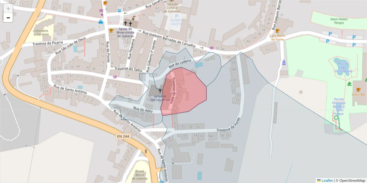Mapa detalhado do código postal 7400-020 com limites, códigos postais vizinhos e agências dos correios