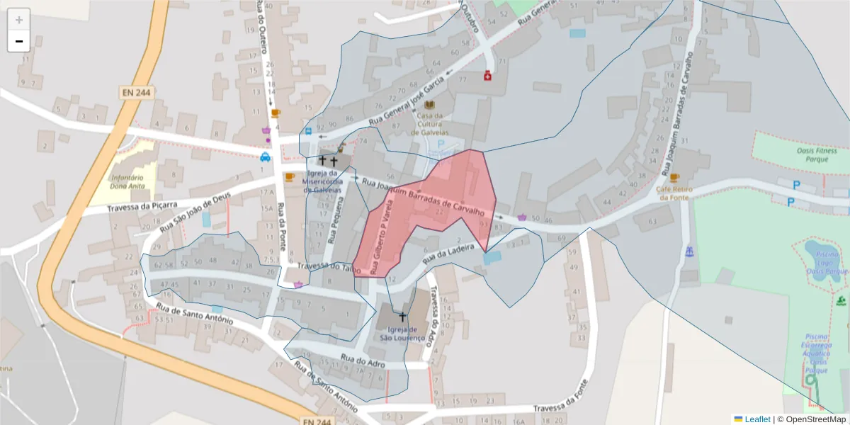 Mapa detalhado do código postal 7400-037 com limites, códigos postais vizinhos e agências dos correios