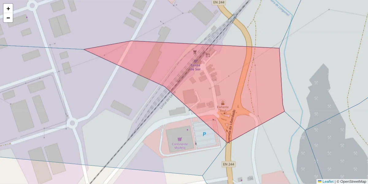 Mapa detalhado do código postal 7400-120 com limites, códigos postais vizinhos e agências dos correios