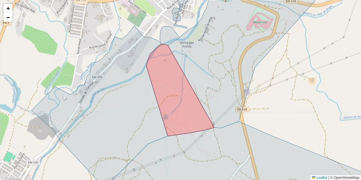 Mapa detalhado do código postal 7400-126 com limites, códigos postais vizinhos e agências dos correios