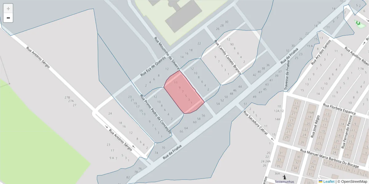 Mapa detalhado do código postal 7400-134 com limites, códigos postais vizinhos e agências dos correios