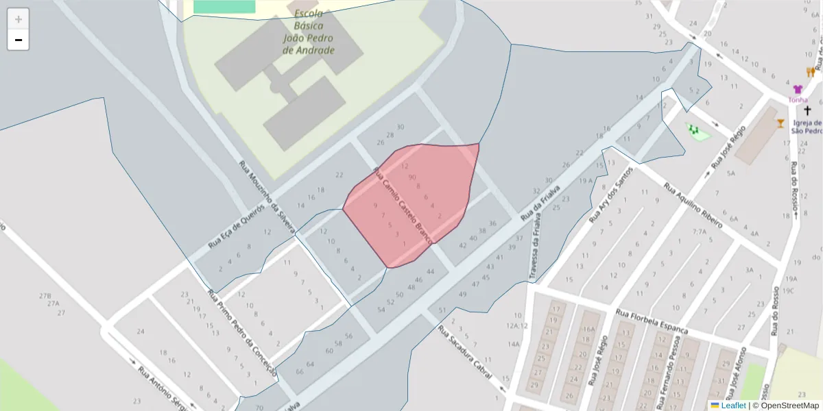 Mapa detalhado do código postal 7400-238 com limites, códigos postais vizinhos e agências dos correios
