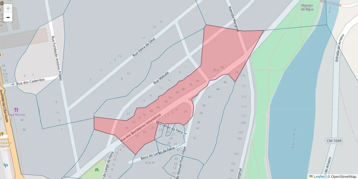 Mapa detalhado do código postal 7400-253 com limites, códigos postais vizinhos e agências dos correios
