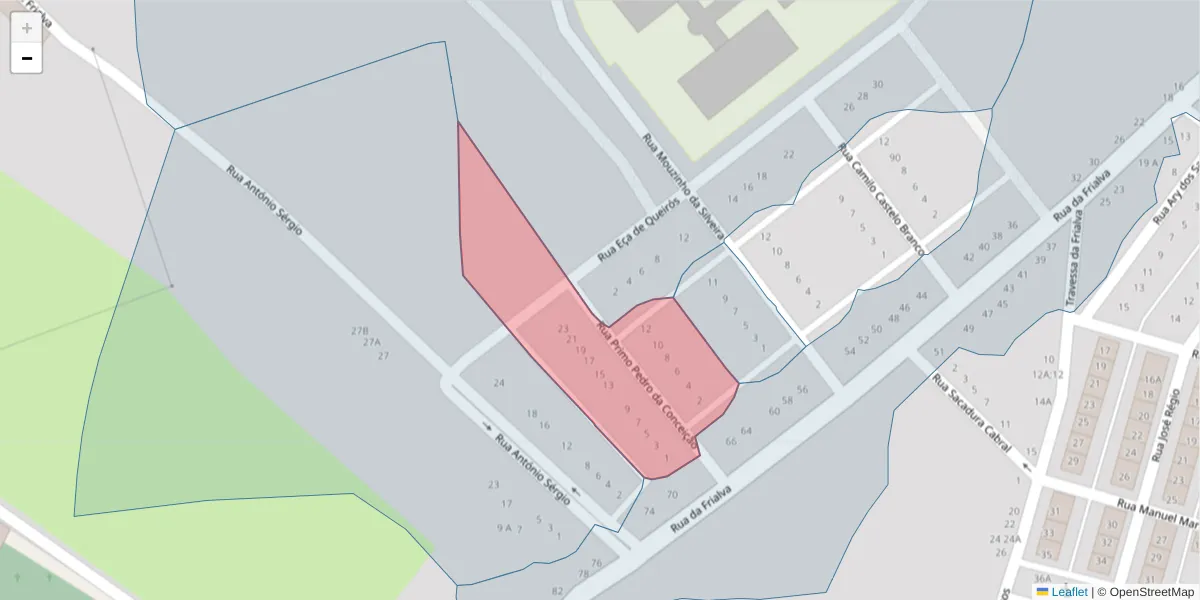 Mapa detalhado do código postal 7400-276 com limites, códigos postais vizinhos e agências dos correios
