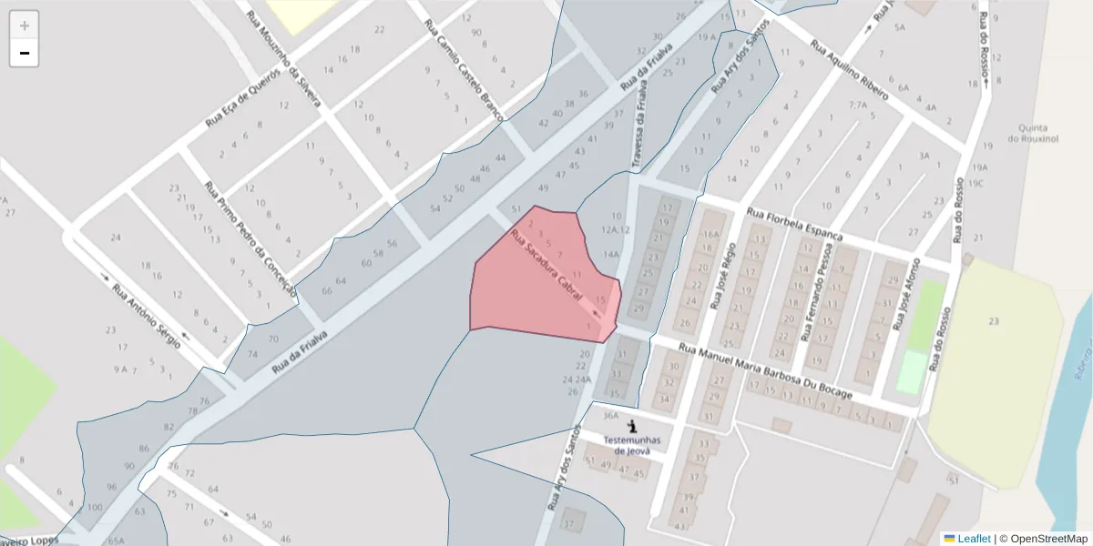 Mapa detalhado do código postal 7400-278 com limites, códigos postais vizinhos e agências dos correios