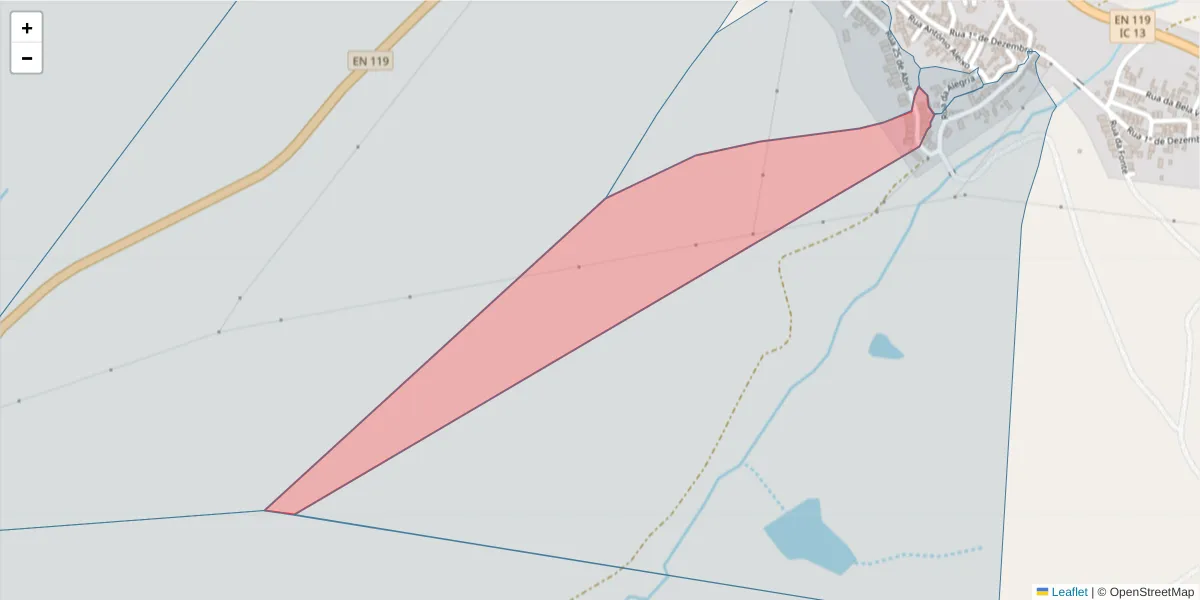 Mapa detalhado do código postal 7400-521 com limites, códigos postais vizinhos e agências dos correios