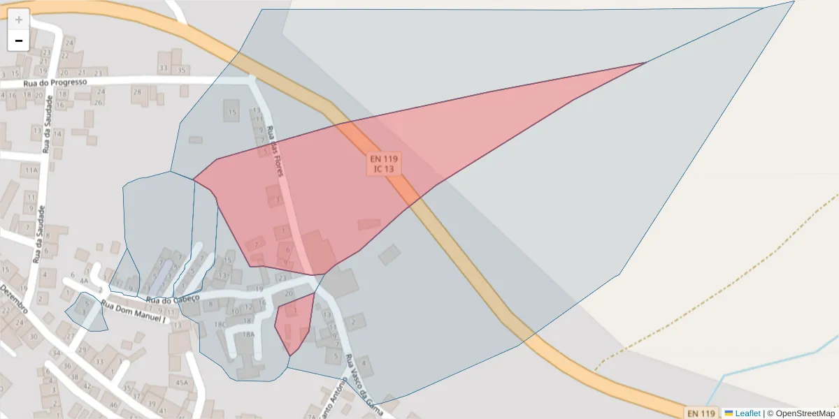 Mapa detalhado do código postal 7400-526 com limites, códigos postais vizinhos e agências dos correios