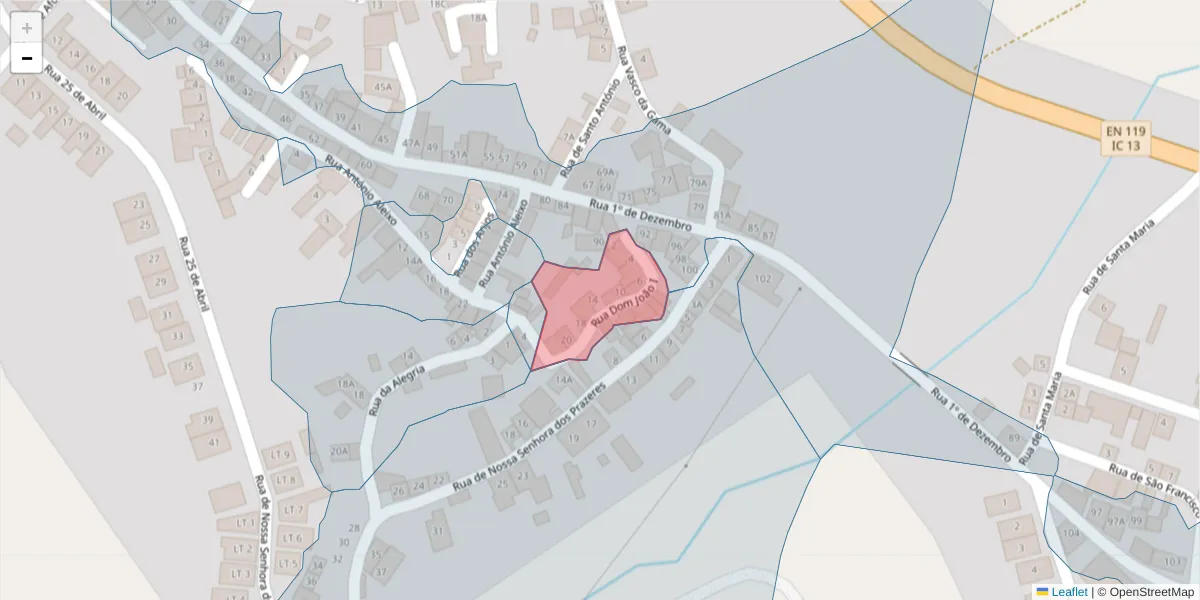 Mapa detalhado do código postal 7400-546 com limites, códigos postais vizinhos e agências dos correios