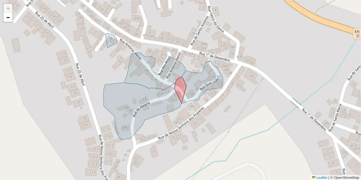 Mapa detalhado do código postal 7400-549 com limites, códigos postais vizinhos e agências dos correios