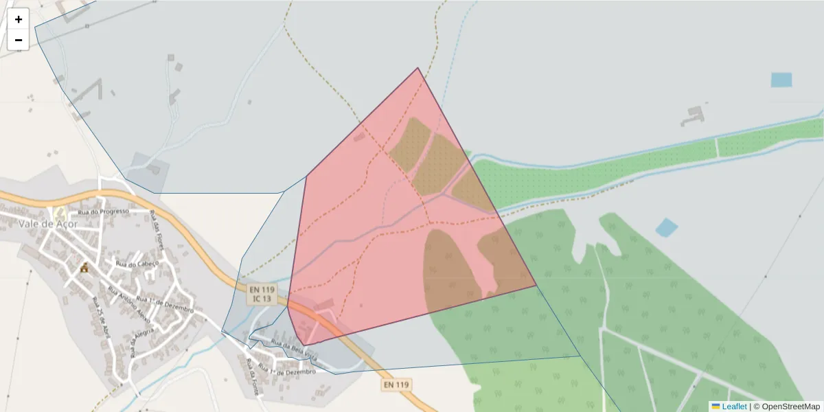 Mapa detalhado do código postal 7400-553 com limites, códigos postais vizinhos e agências dos correios