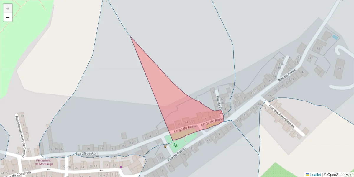 Mapa detalhado do código postal 7425-103 com limites, códigos postais vizinhos e agências dos correios