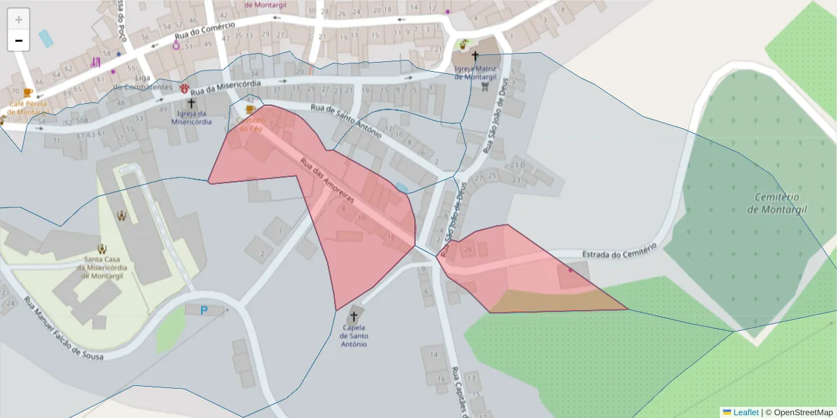 Mapa detalhado do código postal 7425-113 com limites, códigos postais vizinhos e agências dos correios