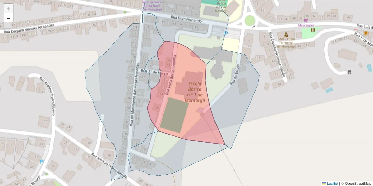Mapa detalhado do código postal 7425-123 com limites, códigos postais vizinhos e agências dos correios