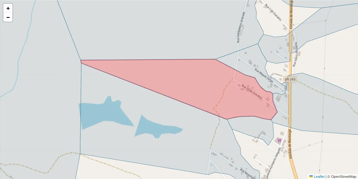 Mapa detalhado do código postal 7425-211 com limites, códigos postais vizinhos e agências dos correios