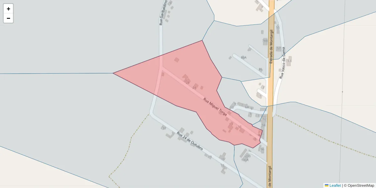 Mapa detalhado do código postal 7425-222 com limites, códigos postais vizinhos e agências dos correios