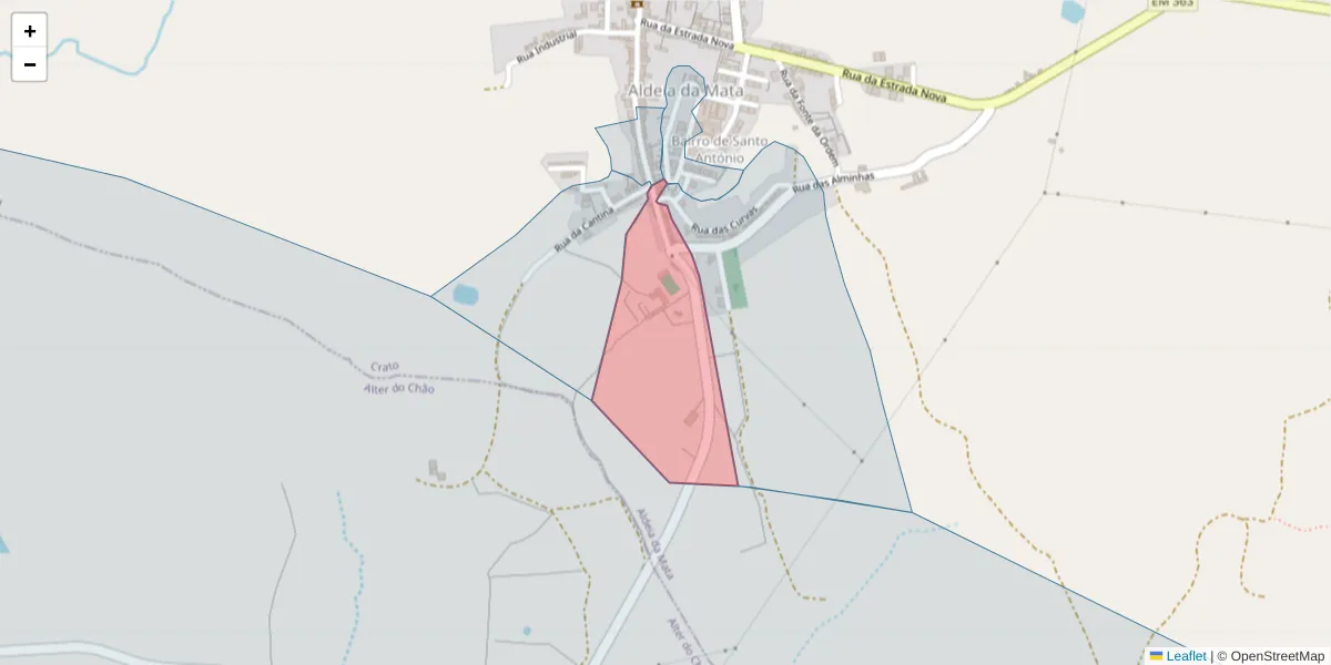 Mapa detalhado do código postal 7430-013 com limites, códigos postais vizinhos e agências dos correios