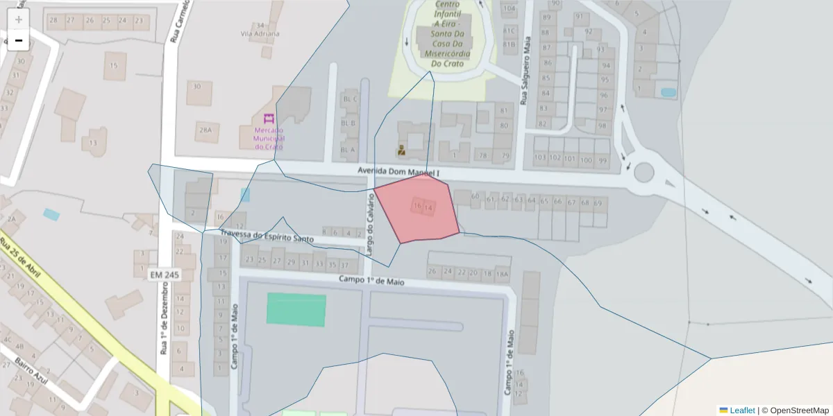 Mapa detalhado do código postal 7430-126 com limites, códigos postais vizinhos e agências dos correios