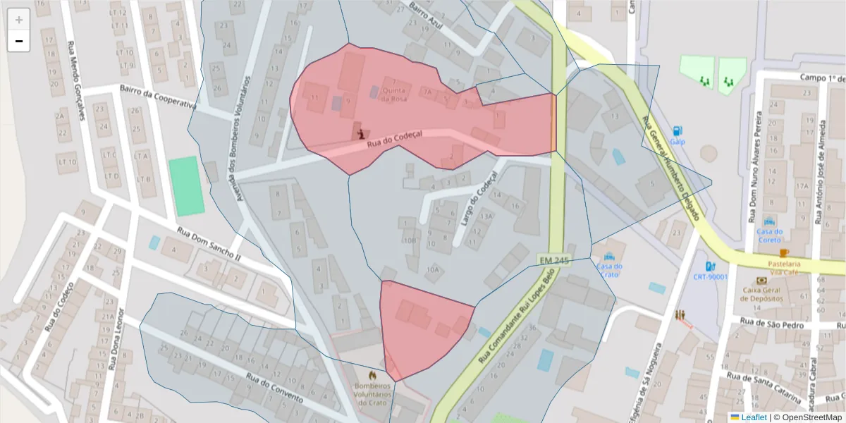 Mapa detalhado do código postal 7430-139 com limites, códigos postais vizinhos e agências dos correios
