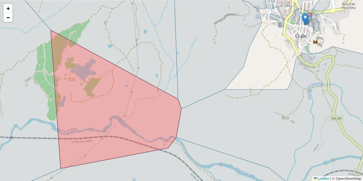 Mapa detalhado do código postal 7430-140 com limites, códigos postais vizinhos e agências dos correios