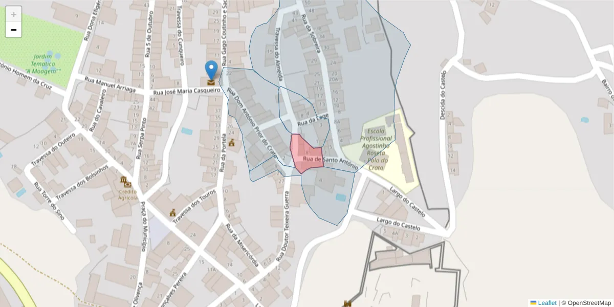 Mapa detalhado do código postal 7430-147 com limites, códigos postais vizinhos e agências dos correios