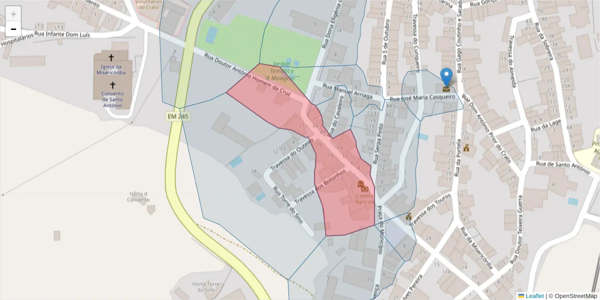 Mapa detalhado do código postal 7430-148 com limites, códigos postais vizinhos e agências dos correios