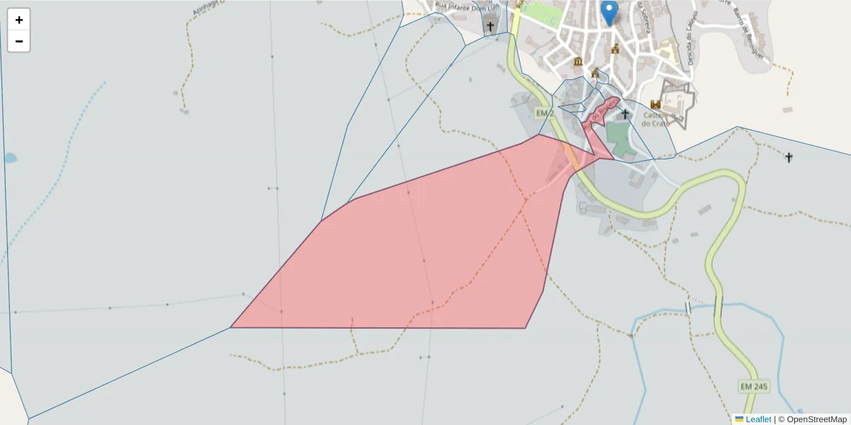 Mapa detalhado do código postal 7430-149 com limites, códigos postais vizinhos e agências dos correios