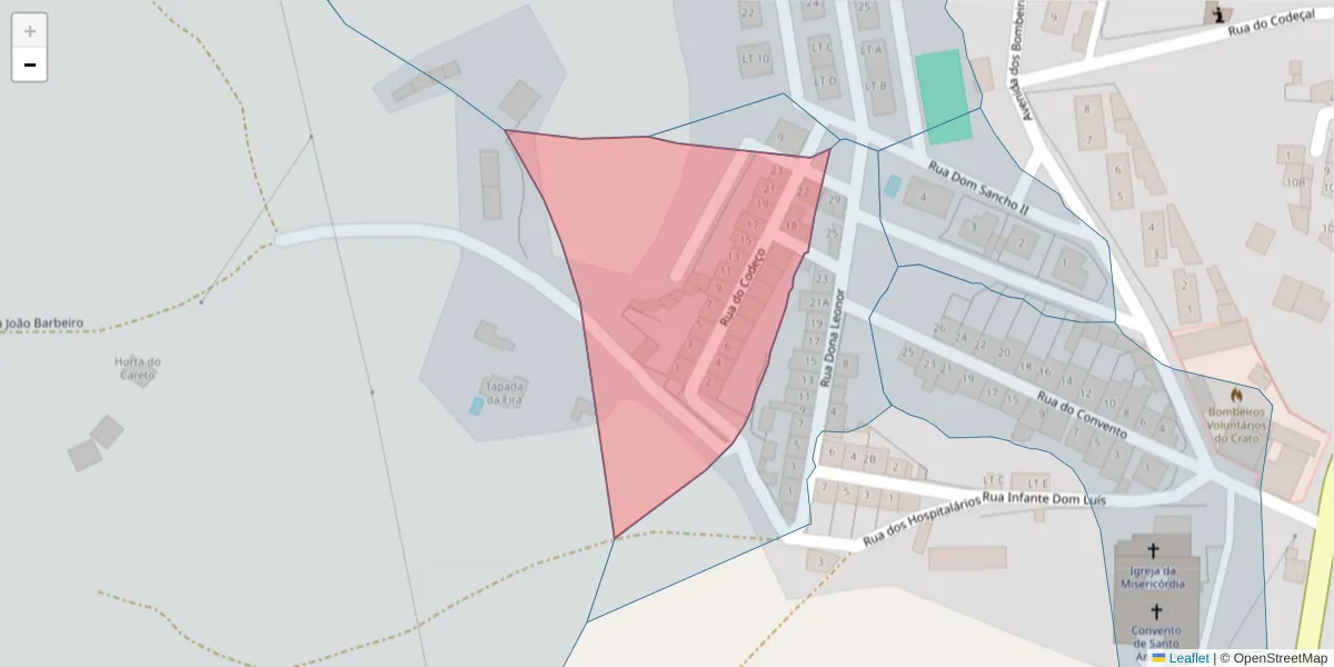 Mapa detalhado do código postal 7430-151 com limites, códigos postais vizinhos e agências dos correios