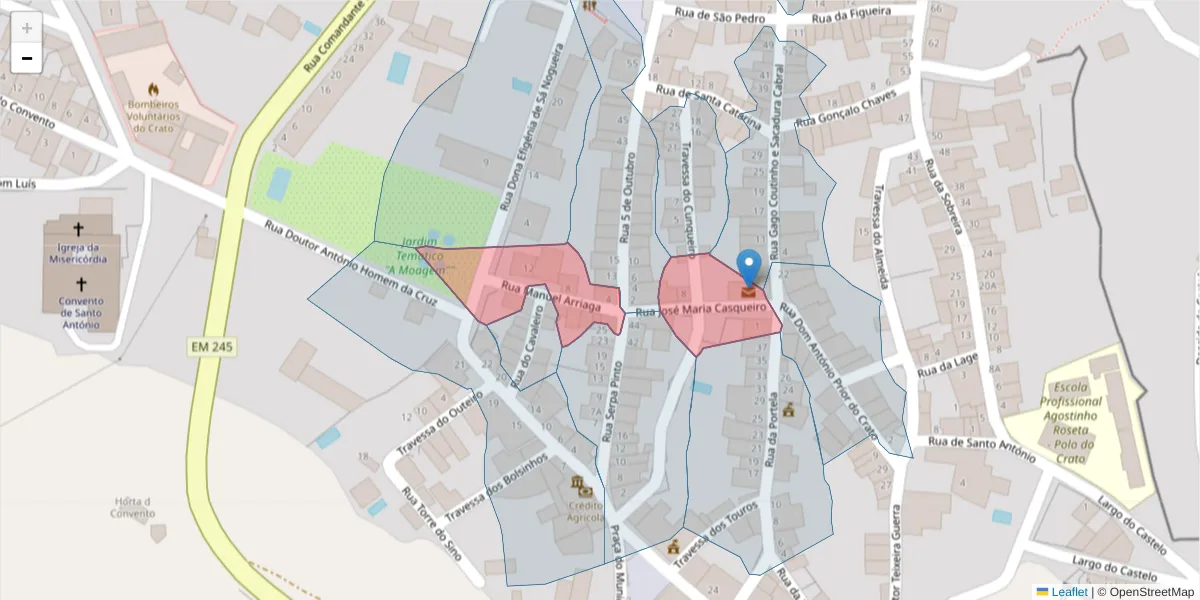 Mapa detalhado do código postal 7430-159 com limites, códigos postais vizinhos e agências dos correios