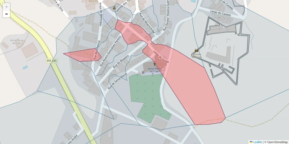 Mapa detalhado do código postal 7430-165 com limites, códigos postais vizinhos e agências dos correios