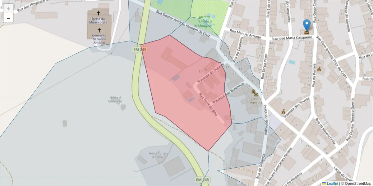 Mapa detalhado do código postal 7430-178 com limites, códigos postais vizinhos e agências dos correios