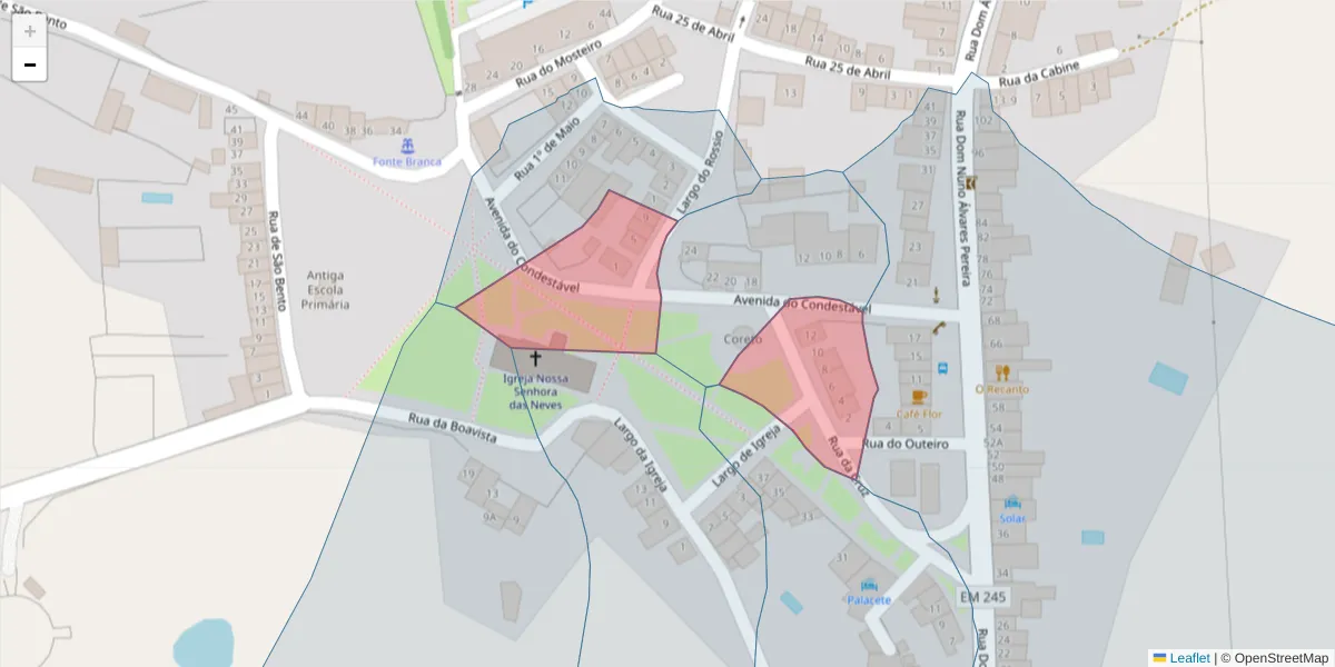 Mapa detalhado do código postal 7430-213 com limites, códigos postais vizinhos e agências dos correios