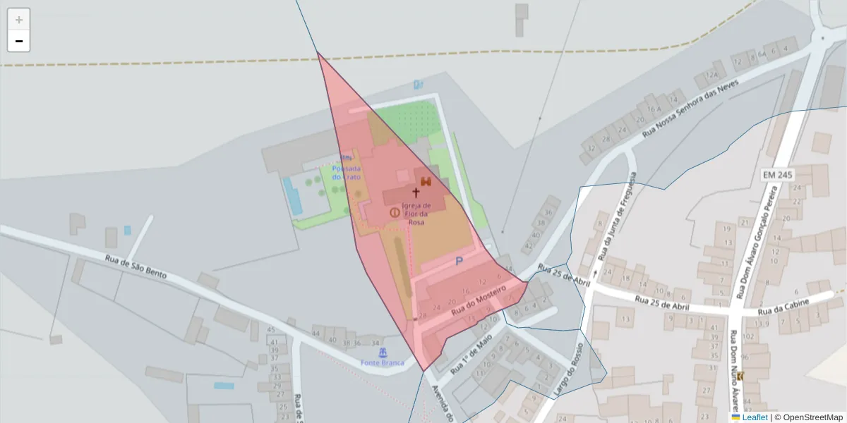 Mapa detalhado do código postal 7430-219 com limites, códigos postais vizinhos e agências dos correios