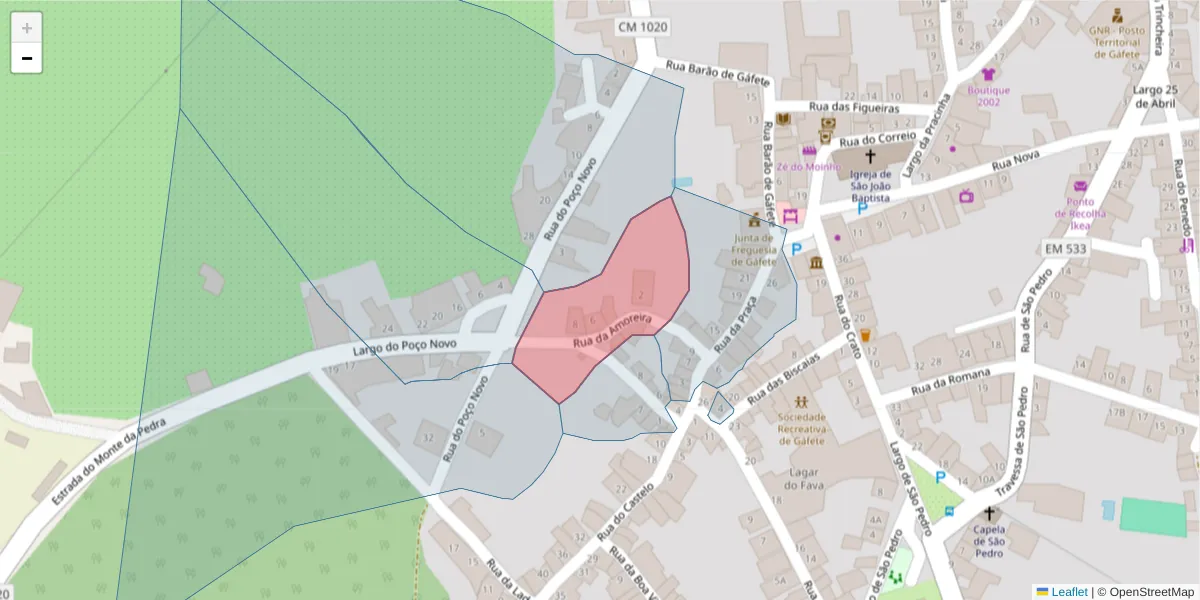 Mapa detalhado do código postal 7430-263 com limites, códigos postais vizinhos e agências dos correios