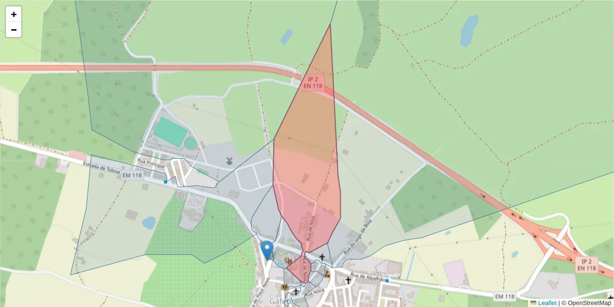 Mapa detalhado do código postal 7430-275 com limites, códigos postais vizinhos e agências dos correios