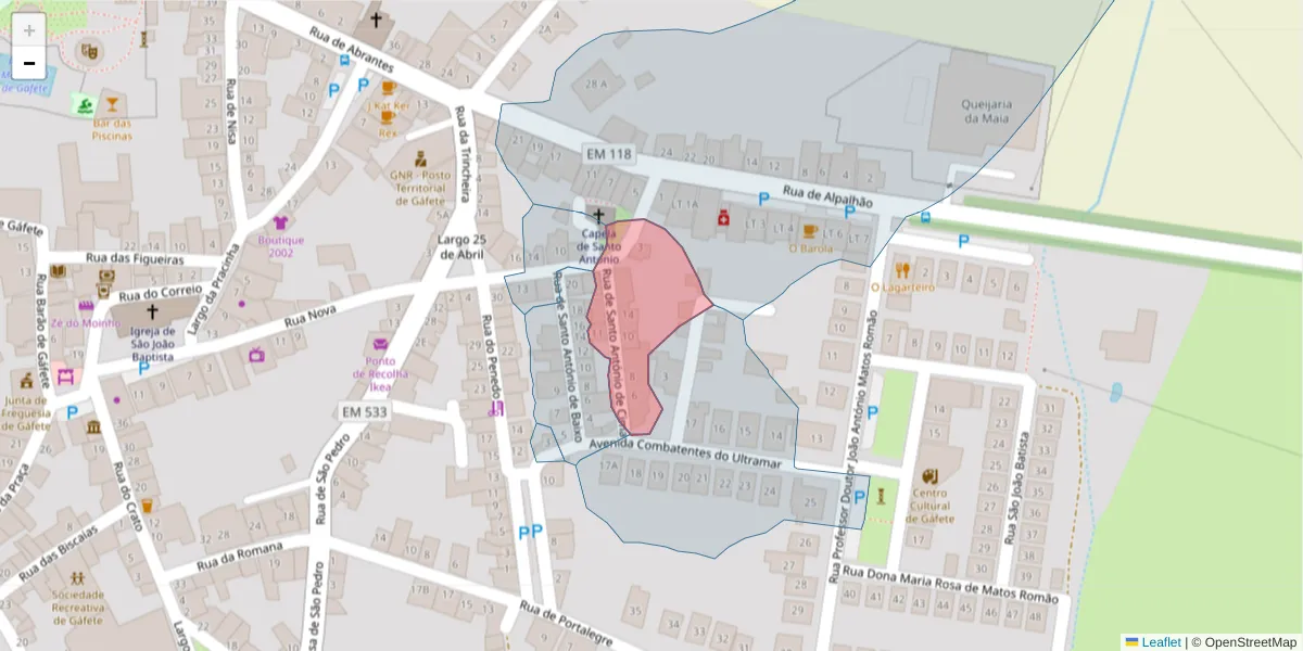 Mapa detalhado do código postal 7430-279 com limites, códigos postais vizinhos e agências dos correios