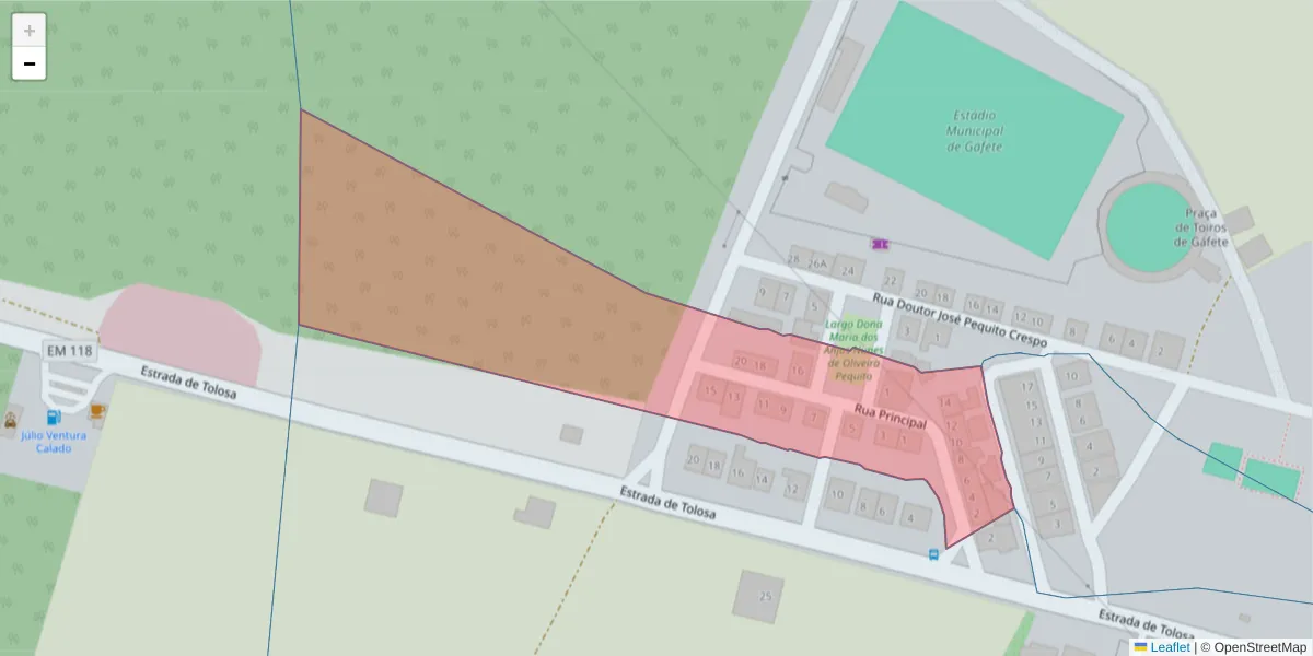 Mapa detalhado do código postal 7430-294 com limites, códigos postais vizinhos e agências dos correios