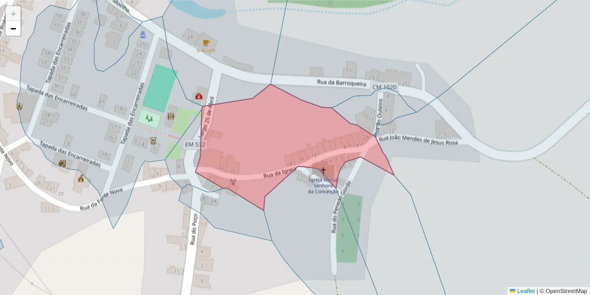 Mapa detalhado do código postal 7430-320 com limites, códigos postais vizinhos e agências dos correios