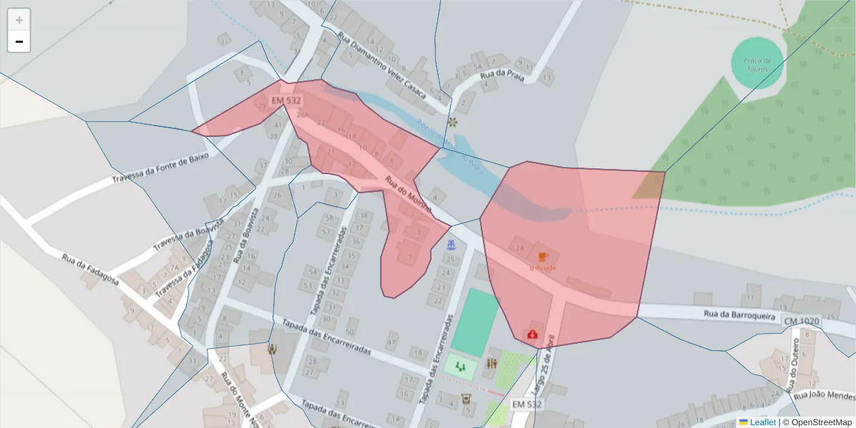 Mapa detalhado do código postal 7430-325 com limites, códigos postais vizinhos e agências dos correios
