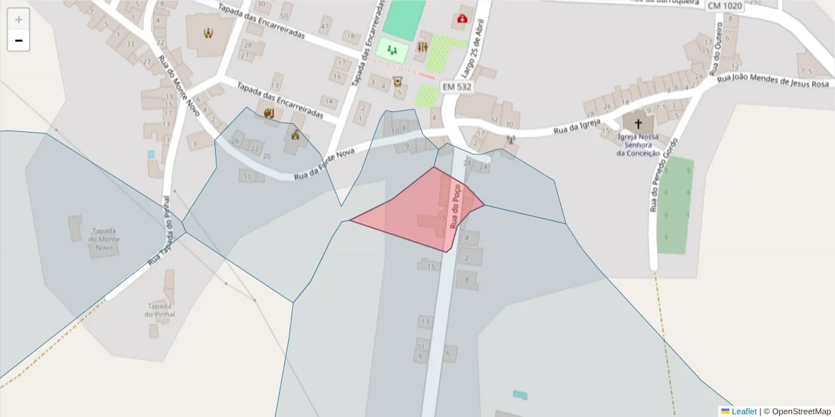 Mapa detalhado do código postal 7430-328 com limites, códigos postais vizinhos e agências dos correios