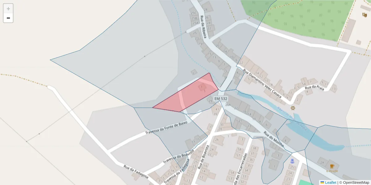 Mapa detalhado do código postal 7430-333 com limites, códigos postais vizinhos e agências dos correios