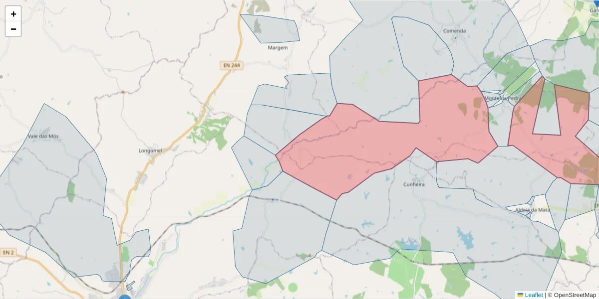 Mapa detalhado do código postal 7430-337 com limites, códigos postais vizinhos e agências dos correios