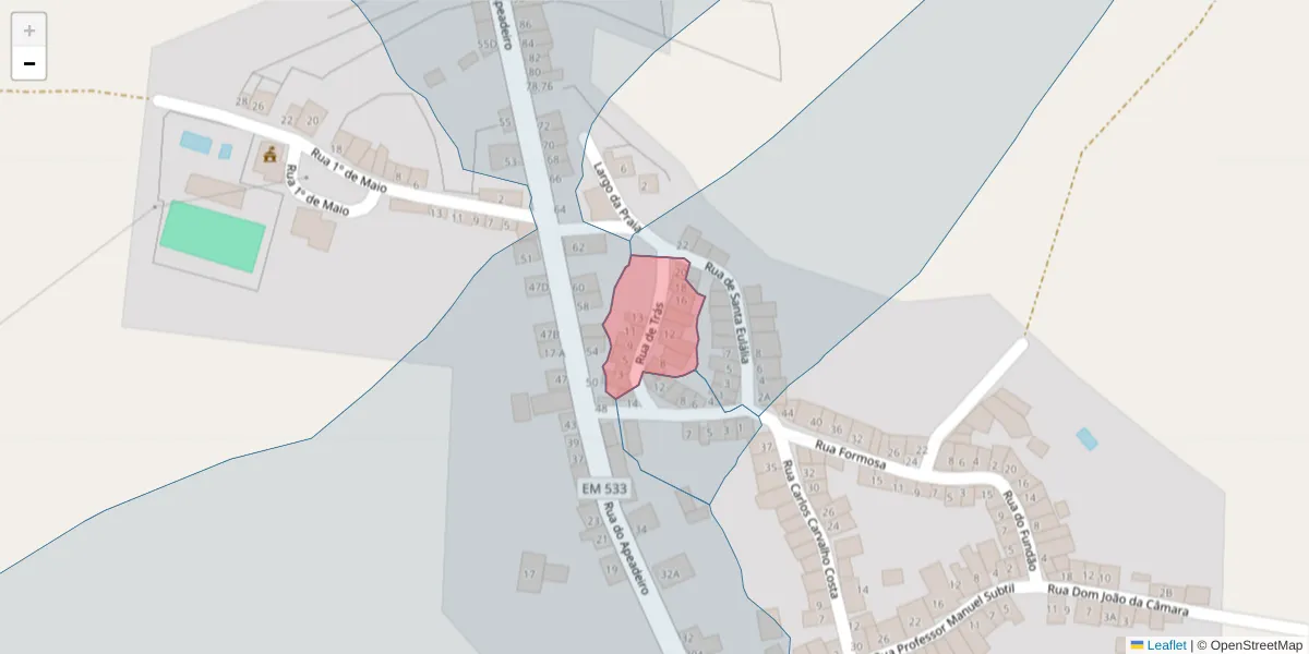 Mapa detalhado do código postal 7430-355 com limites, códigos postais vizinhos e agências dos correios