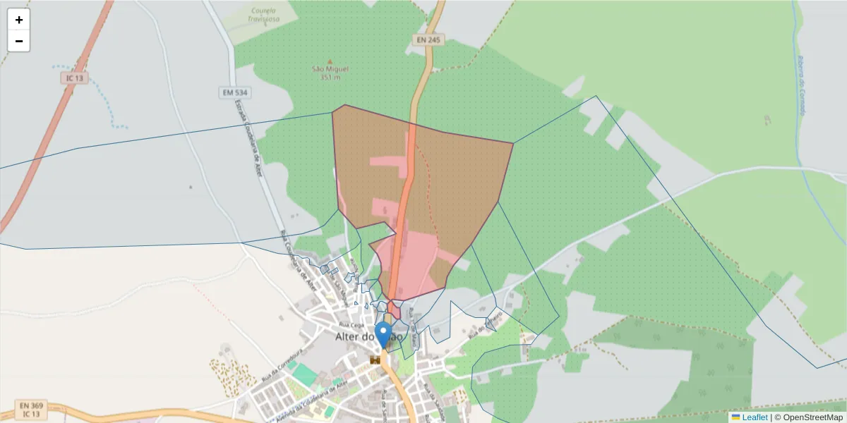 Mapa detalhado do código postal 7440-011 com limites, códigos postais vizinhos e agências dos correios