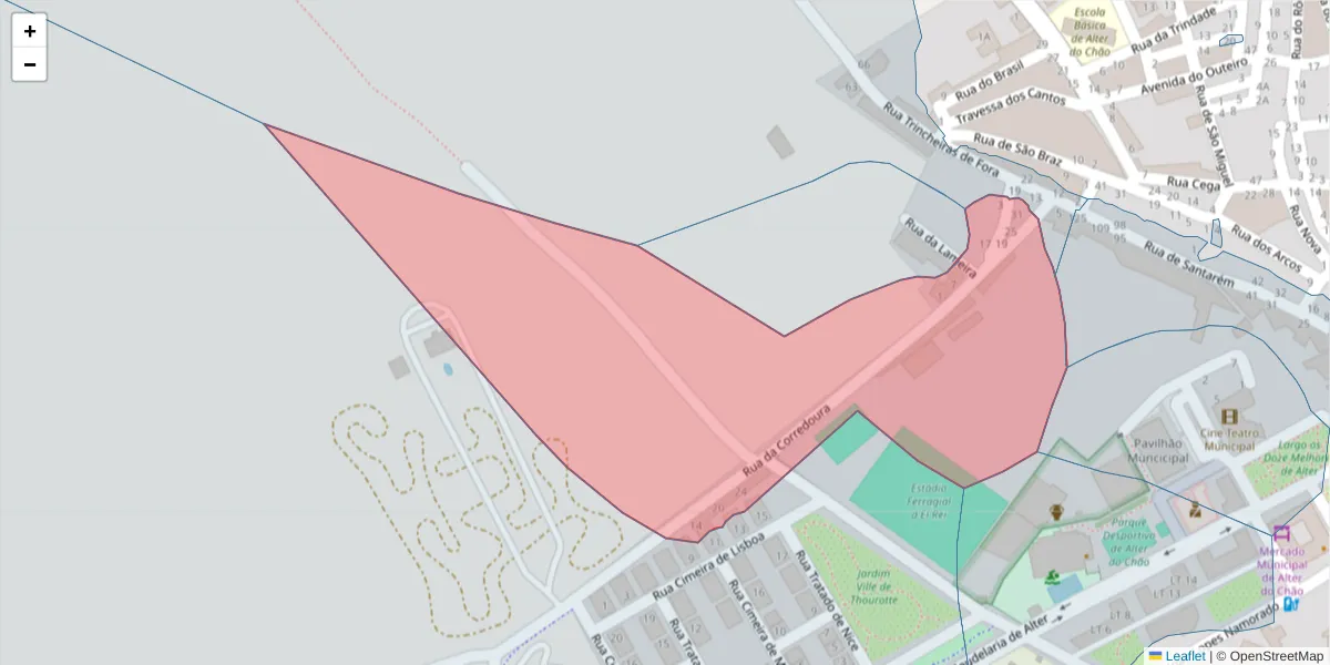 Mapa detalhado do código postal 7440-040 com limites, códigos postais vizinhos e agências dos correios