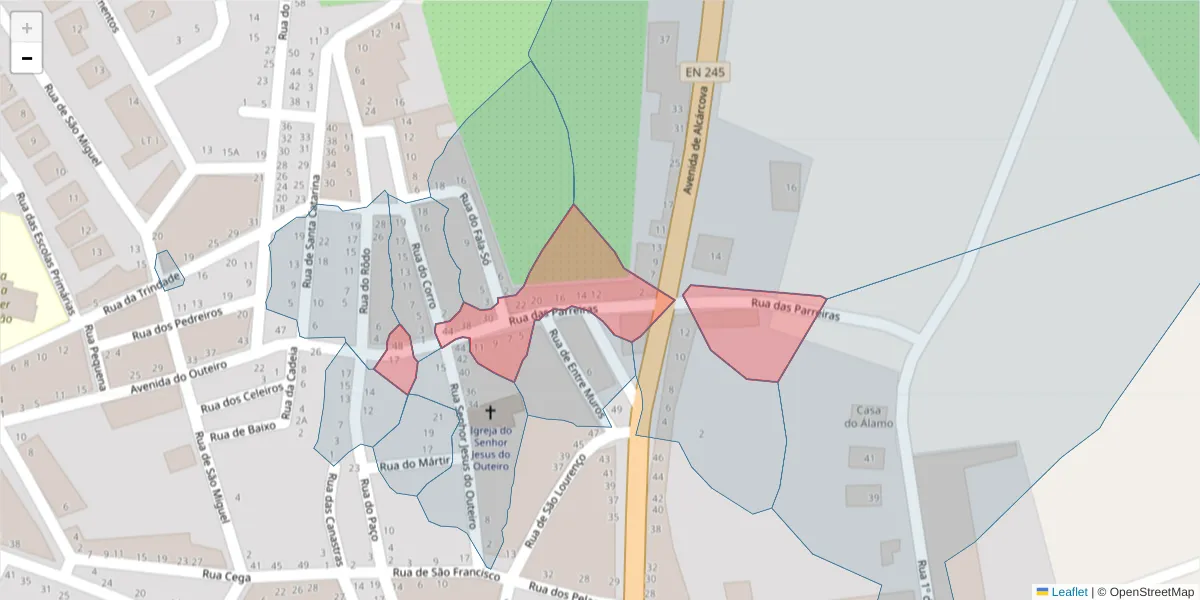 Mapa detalhado do código postal 7440-055 com limites, códigos postais vizinhos e agências dos correios