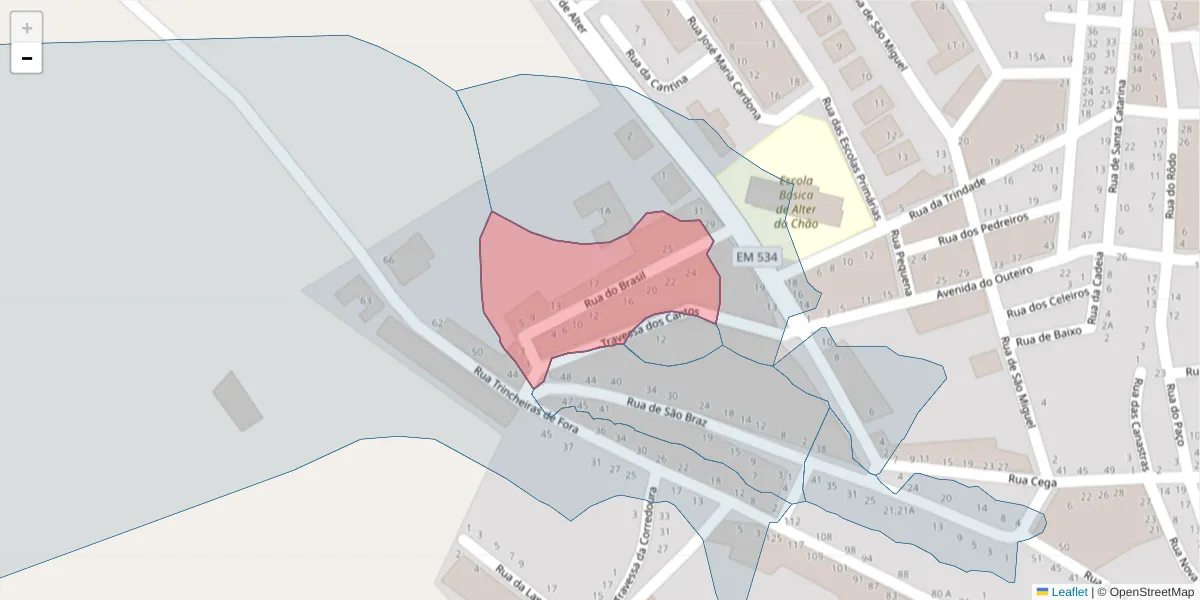 Mapa detalhado do código postal 7440-064 com limites, códigos postais vizinhos e agências dos correios