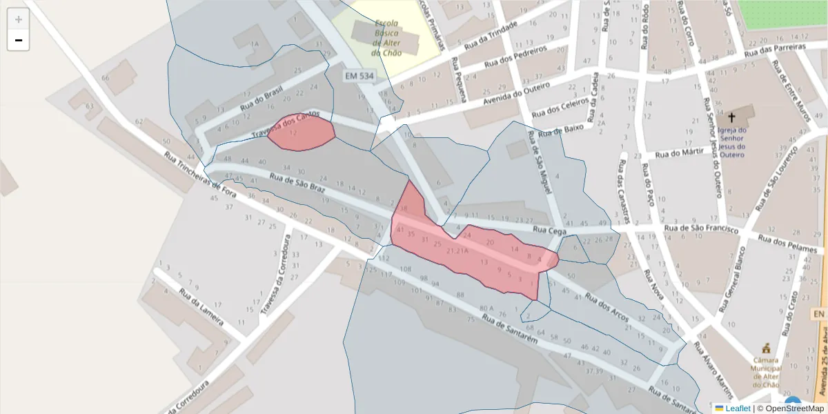 Mapa detalhado do código postal 7440-065 com limites, códigos postais vizinhos e agências dos correios